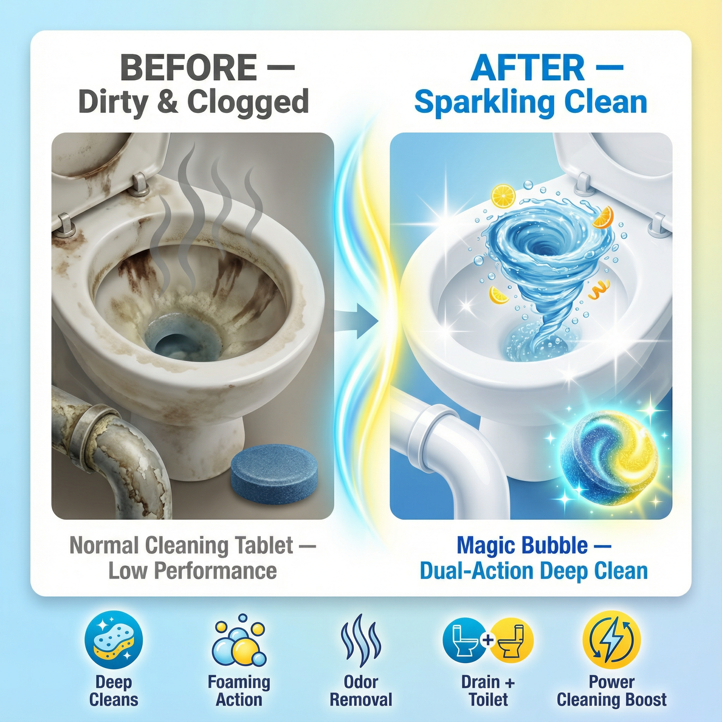 Magic Bubble Cleans while removing blockages