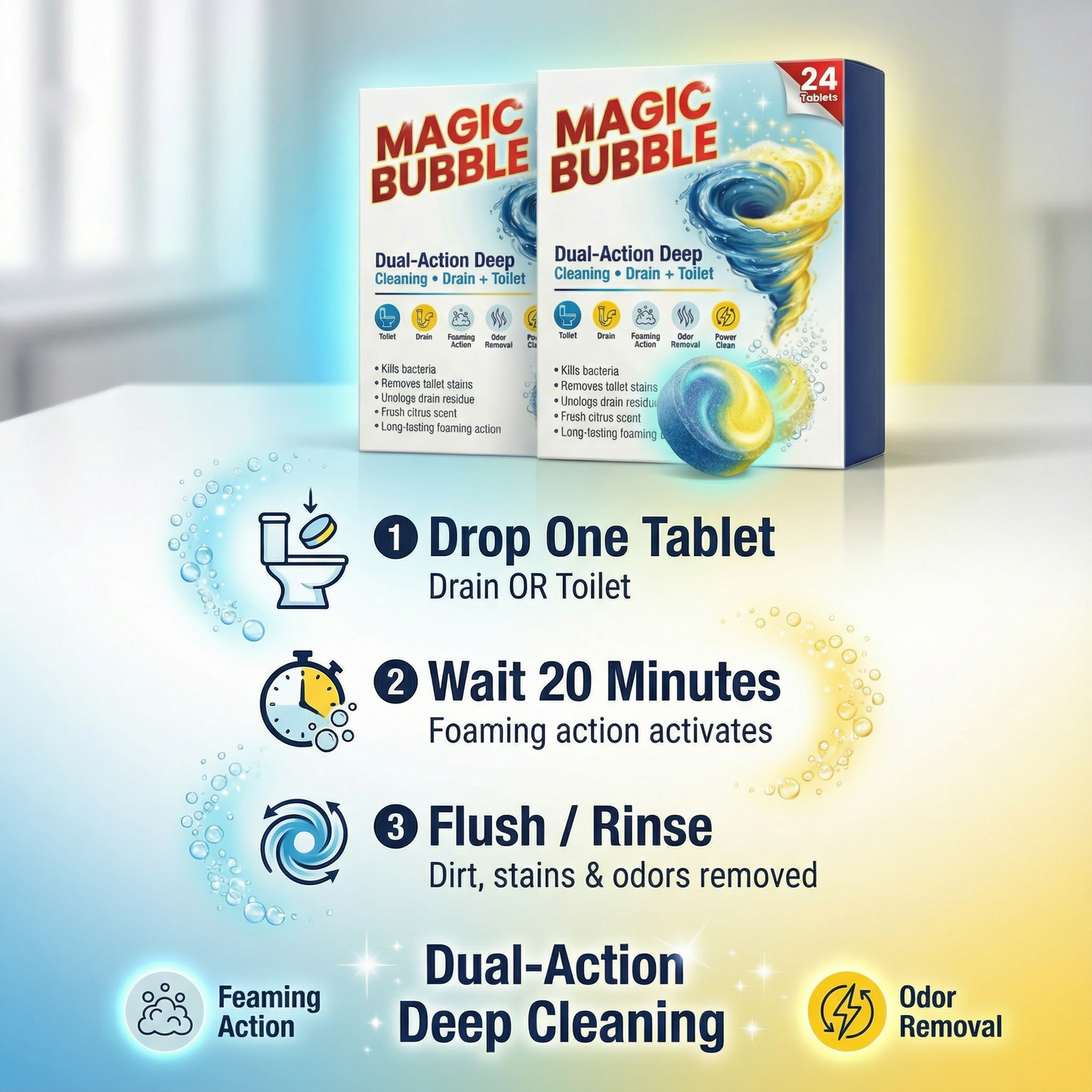 Magic Bubble Cleans while removing blockages